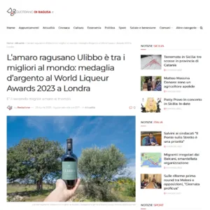 Quotidiano di Ragusa – L’amaro ragusano Ulibbo è tra i migliori al mondo: medaglia d’argento al World Liqueur Awards 2023 a Londra
